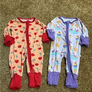 Little Sleepies Cherry Red and Ice Cream Purple Footies